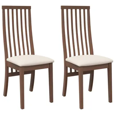 vidaXL Jedilni stoli z blazinami 2 kosa Brown Solid Wood Rubber