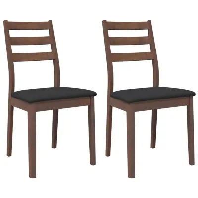 vidaXL Jedilni stoli z blazinami 2 kosa Brown Solid Wood Rubber