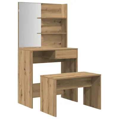 vidaXL Garnitura toaletne mize artisan hrast inženirski les