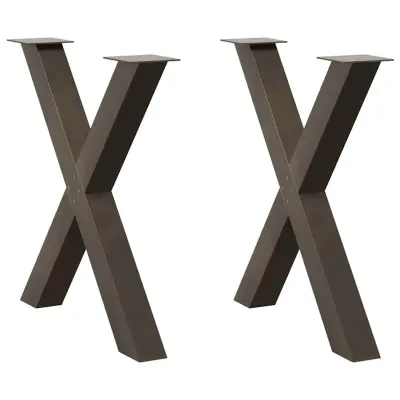 vidaXL Noge za jedilno mizo v obliki črke X, 2 kosa, naravno jeklo, 70 x (72-73) cm, jeklo