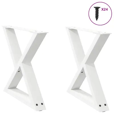 vidaXL Noge za klubsko mizico 2 kosa bele 60 x (42-43,3) cm jeklo