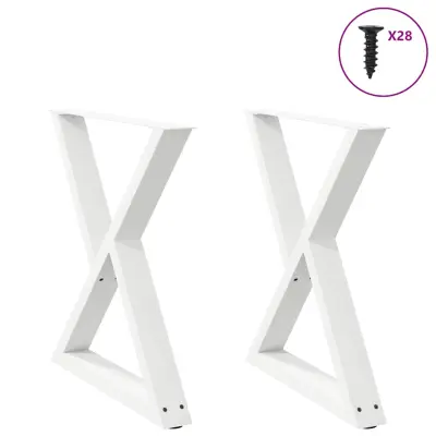 vidaXL Noge za jedilno mizo 2 kosa bele 70 x (72-73,3) cm jeklo