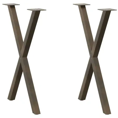 vidaXL Noge za jedilno mizo v obliki črke X, 2 kosa, naravno jeklo, 60 x (72-73) cm, jeklo