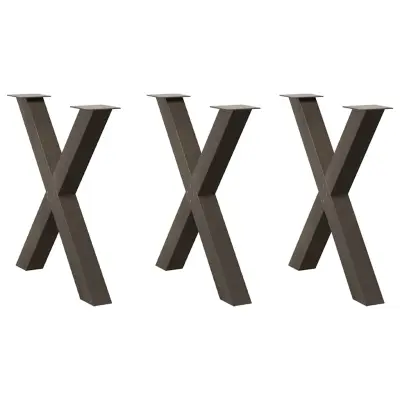 vidaXL Noge za jedilno mizo v obliki črke X, 3 kosi, naravno jeklo, 70 x (72-73) cm, jeklo