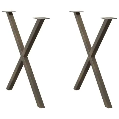 vidaXL Noge za jedilno mizo v obliki črke X, 2 kosa, naravno jeklo, 70 x (72-73) cm, jeklo