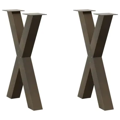 vidaXL Noge za jedilno mizo v obliki črke X, 2 kosa, naravno jeklo, 50 x (72-73) cm, jeklo