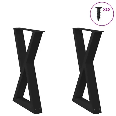 vidaXL Noge za jedilno mizo 2 kosa črne 50 x (72-73,3) cm jeklo