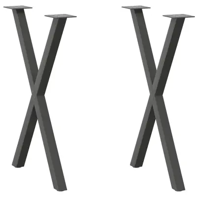 vidaXL Noge za jedilno mizo v obliki črke X, 2 kosa, antracitne, 50 x (72-73) cm, jeklo