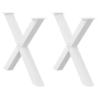 vidaXL Noge za jedilno mizo v obliki črke X, 2 kosa, bele barve, 90 x (72-73) cm, jeklo