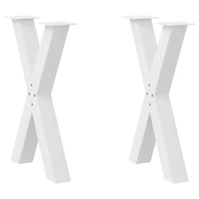 vidaXL Noge za jedilno mizo v obliki črke X, 2 kosa, bele barve, 50 x (72-73) cm, jeklo