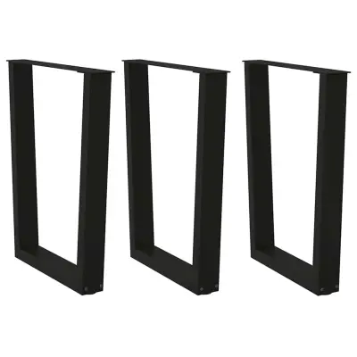 vidaXL Noge za jedilno mizo v obliki črke V, 3 kosi, črne, 70 x (72-73,3) cm, jeklo