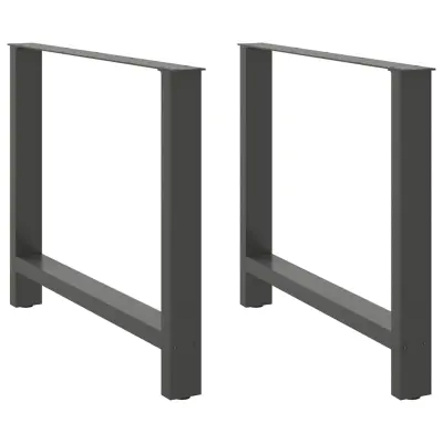 vidaXL Noge za jedilno mizo antracitne barve 2 kosa 100 x (72-73) cm jeklo