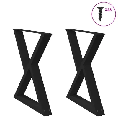 vidaXL Noge za jedilno mizo 2 kosa črne 80 x (72-73,3) cm jeklo