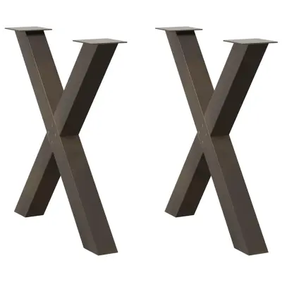 vidaXL Noge za jedilno mizo v obliki črke X, 2 kosa, naravno jeklo, 80 x (72-73) cm, jeklo