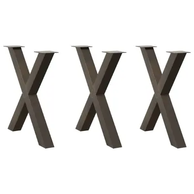 vidaXL Noge za jedilno mizo v obliki črke X, 3 kosi, naravno jeklo, 80 x (72-73) cm, jeklo