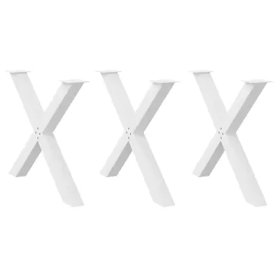 vidaXL Noge za jedilno mizo v obliki črke X, 3 kosi, bele barve, 90 x (72-73) cm, jeklo