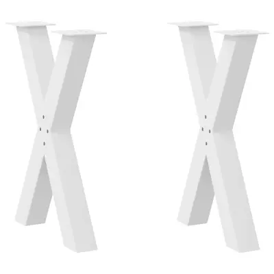 vidaXL Noge za jedilno mizo v obliki črke X, 2 kosa, bele barve, 60 x (72-73) cm, jeklo