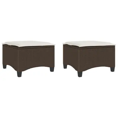 vidaXL Vrtni stolčki z blazinami 2 kosa Brown 55x55x36 cm Poly Rattan