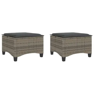 vidaXL Vrtni stolčki z blazinami 2 kosa Grey 55x55x36 cm Poly Rattan