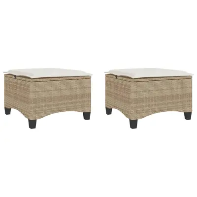 vidaXL Vrtni stolčki z blazinami 2 kosa Bež 55x55x36 cm Poly Rattan