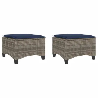 vidaXL Vrtni stolčki z blazinami 2 kosa Grey 55x55x36 cm Poly Rattan
