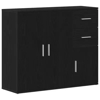 vidaXL Komoda črna hrast 91x29,5x75 cm inženirski les