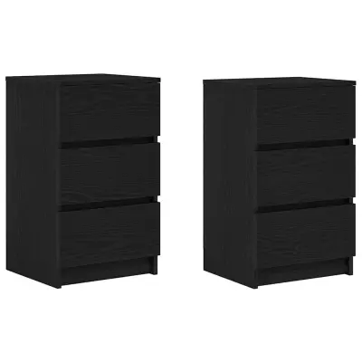 vidaXL Nočne omarice s 3 predali 2 kosa črne 39x35x65 cm
