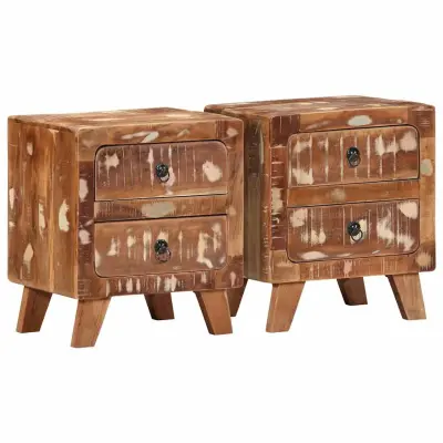 vidaXL Nočna omarica 2 kosa 40x32x46 cm masivni les obnovljen