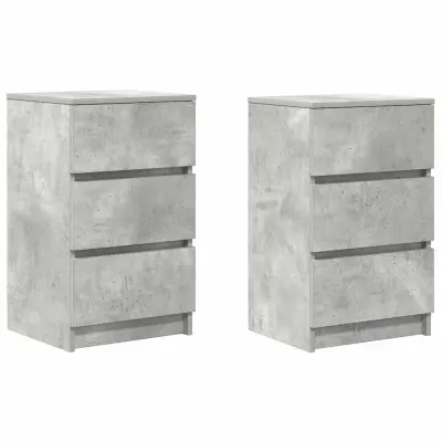 vidaXL Nočne omarice s 3 predali 2 kosa betonsko siva 39x35x65 cm