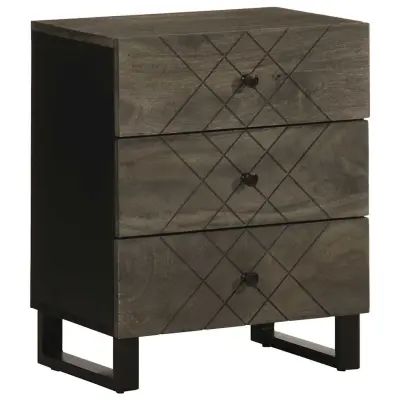 vidaXL Nočna omarica črna 50x33x62 cm masivni les Mango