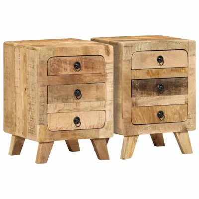 vidaXL Nočna omarica 2 kosa 37x32x50 cm Masivni les Grobo Mango