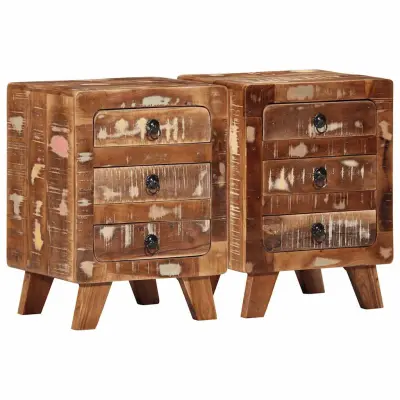 vidaXL Nočna omarica 2 kosa 37x32x50 cm masivni les obnovljen