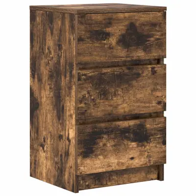 vidaXL Nočna omarica s 3 predali dimljeni hrast 39x35x65 cm