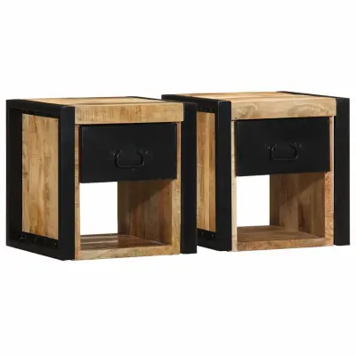 vidaXL Nočne omarice 2 kosa 40x35x40 cm Masivni neobdelan les Mango