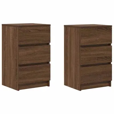 vidaXL Nočne omarice s 3 predali 2 kosa rjavi hrast 39x35x65 cm