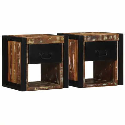 vidaXL Nočne omarice 2 kosa Multicolor Masivni les Reclaimed