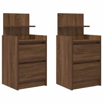 vidaXL Nočne omarice z 2 predaloma 2 kosa rjavi hrast 38x34x80 cm