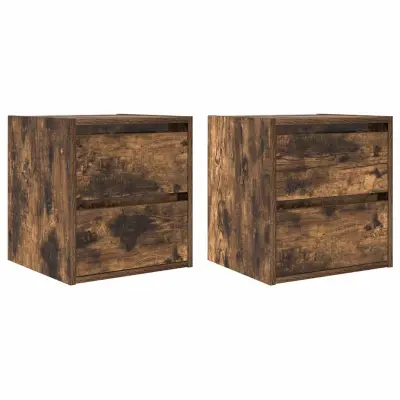 vidaXL Stenska nočna omarica 2 kosa dimljeni hrast 38x34x40 cm