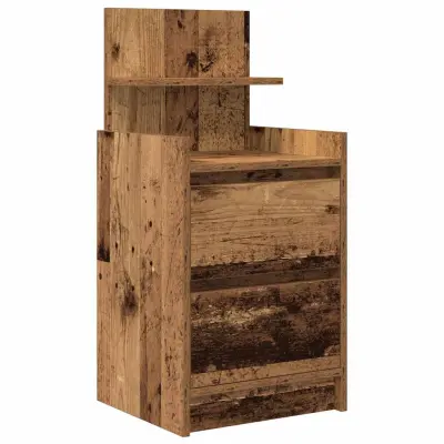 vidaXL Nočna omarica z 2 predaloma starinski les 38x34x80 cm
