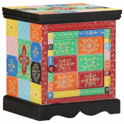vidaXL Nočna omarica Multicolor 40x35x45 cm Masivni les Mango