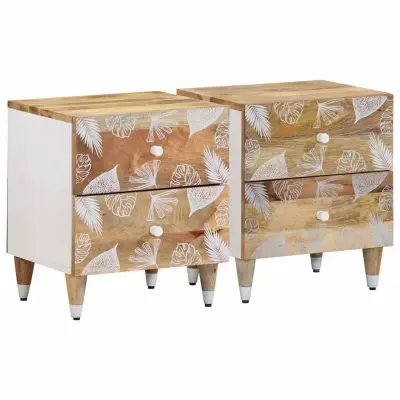 vidaXL Nočne omarice 2 kosa 40x33,5x46 cm Masivni les Mango
