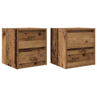 vidaXL Stenska nočna omarica 2 kosa starinski les 38x34x40 cm