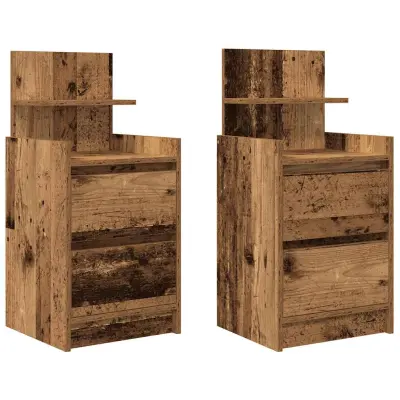 vidaXL Nočne omarice z 2 predaloma 2 kosa starinski les 38x34x80 cm