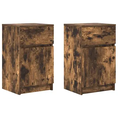 vidaXL Nočna omarica 2 kosa dimljen hrast 39x35x65 cm inženirski les