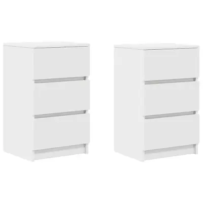 vidaXL Nočne omarice s 3 predali 2 kosa bela 39x35x65 cm