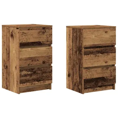 vidaXL Nočne omarice s 3 predali 2 kosa starinski les 39x35x65 cm