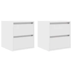 vidaXL Stenske nočne omarice 2 kosa bele 38x34x40 cm