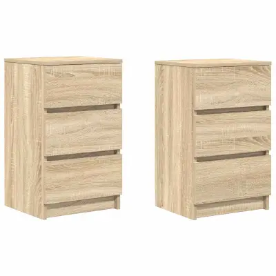 vidaXL Nočne omarice s 3 predali 2 kosa sonoma hrast 39x35x65 cm