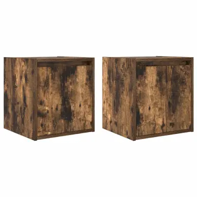 vidaXL Stenska nočna omarica 2 kosa dimljeni hrast 38x34x40 cm