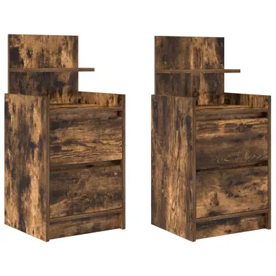 vidaXL Nočne omarice z 2 predaloma 2 kosa dimljeni hrast 38x34x80 cm